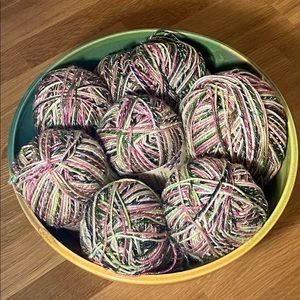 6 full skeins and 1 partial skein of Hobby Lobby Snowflake yarn